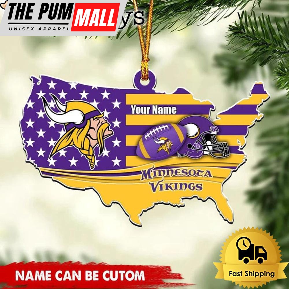 NFL Minnesota Vikings American Flag Logo Team Custom Christmas Ornament Limited Edition