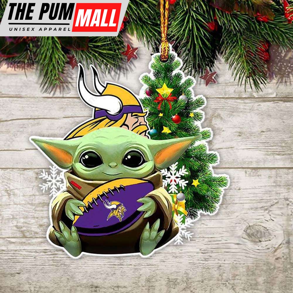 NFL Minnesota Vikings Baby Yoda Christmas Ornament Xmas Tree Decoration Limited Edition