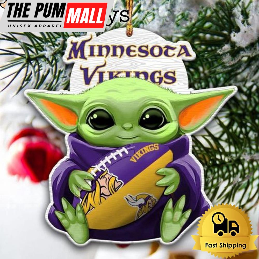 NFL Minnesota Vikings Baby Yoda Christmas Tree Ornament Limited Edition