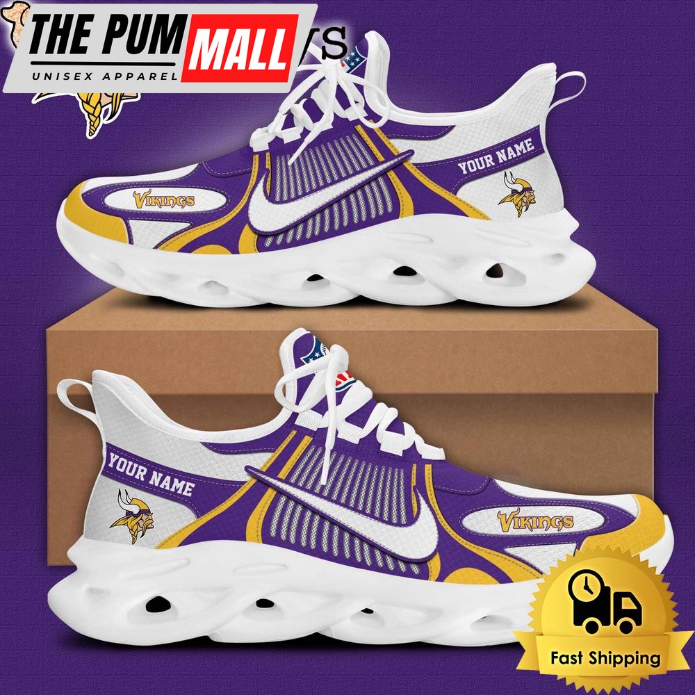 NFL Minnesota Vikings Blue White Stripes Logo Custom Clunky Max Soul Shoes