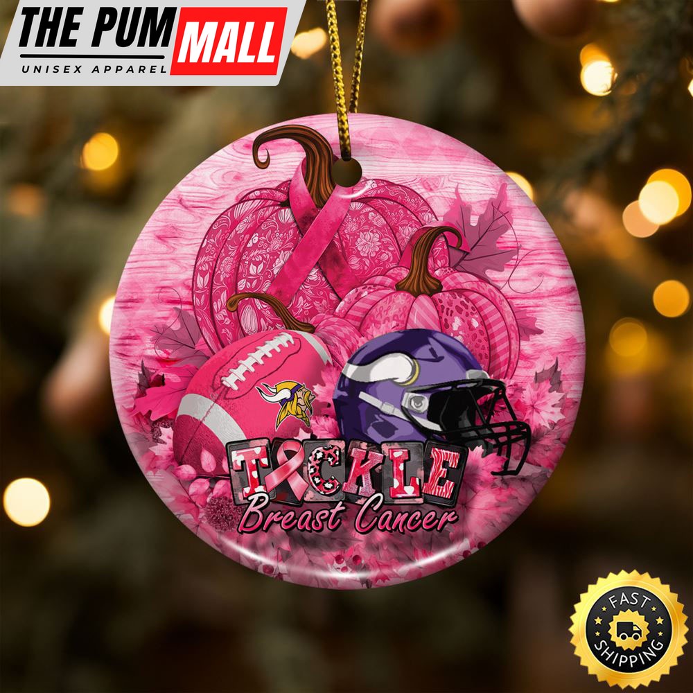 NFL Minnesota Vikings Breast Cancer And Sport Team Ceramic Ornament Limited Edition