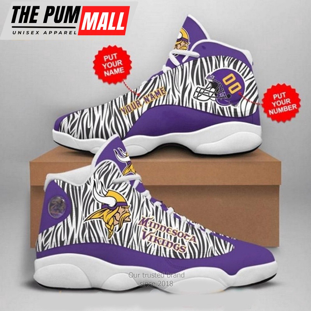 NFL Minnesota Vikings Camo Football Team Custom Air Jd 13 Shoes