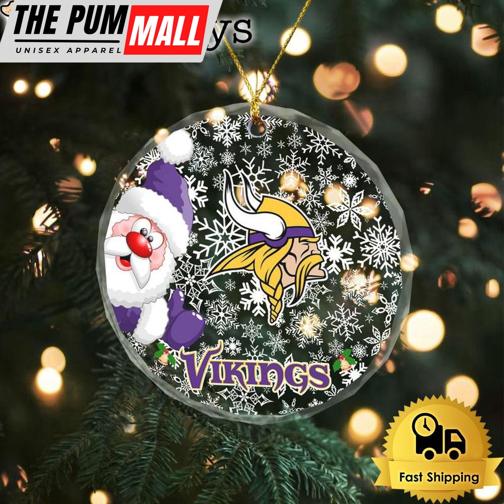 NFL Minnesota Vikings Christmas Love Snow Crystal Glass Ornament Limited Edition