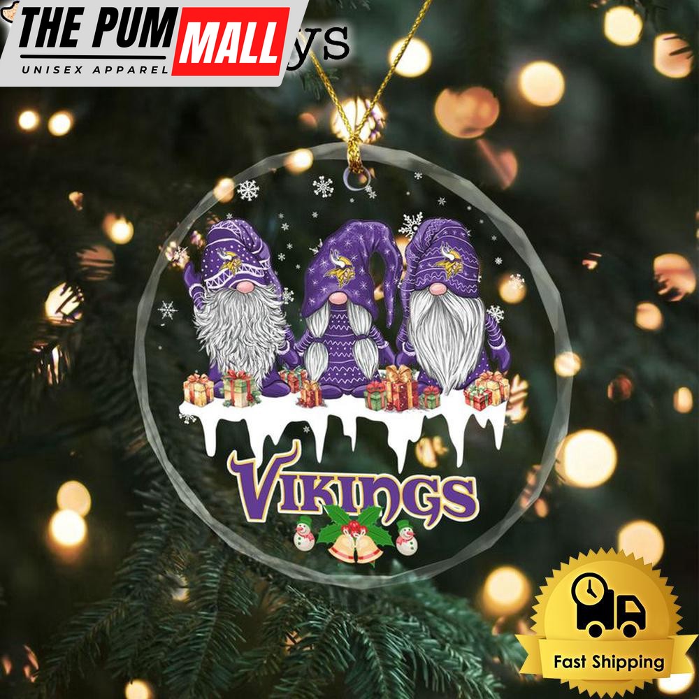 NFL Minnesota Vikings Cute Dwarfs Christmas Crystal Glass Ornament Limited Edition