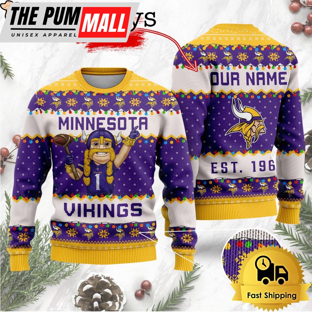 NFL Minnesota Vikings Cute Mascot Custom Ugly Christmas Sweater