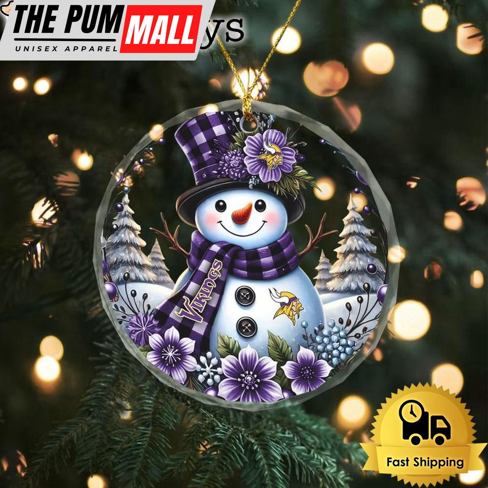 NFL Minnesota Vikings Cute Snowman Christmas Crystal Glass Ornament Limited Edition