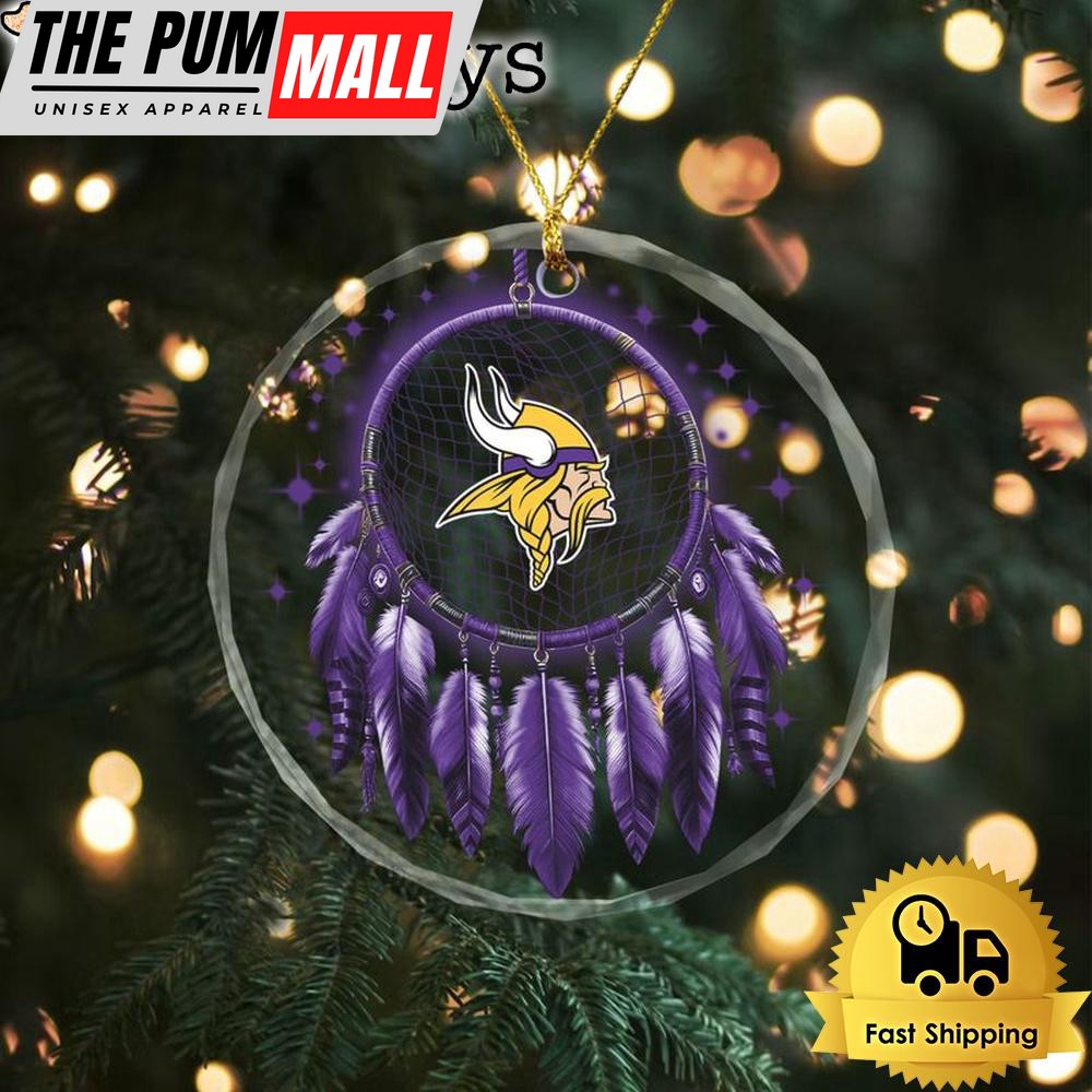 NFL Minnesota Vikings Dreamcatcher Christmas Crystal Glass Ornament Limited Edition