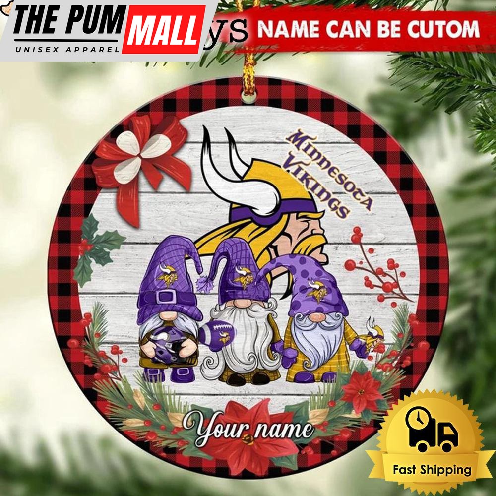 NFL Minnesota Vikings Football 3 Gnome Custom Christmas Ornament Limited Edition