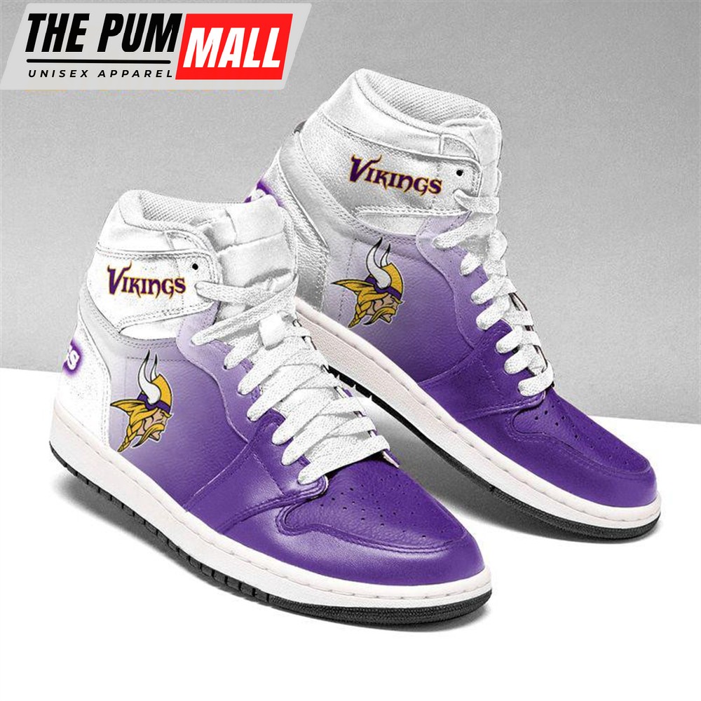 NFL Minnesota Vikings Football Team Air Jd 1 Hightop Shoes Sizes