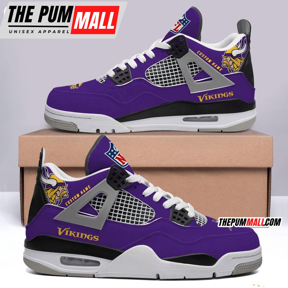 NFL Minnesota Vikings Football Team Air Jd 4 Shoes Sneaker