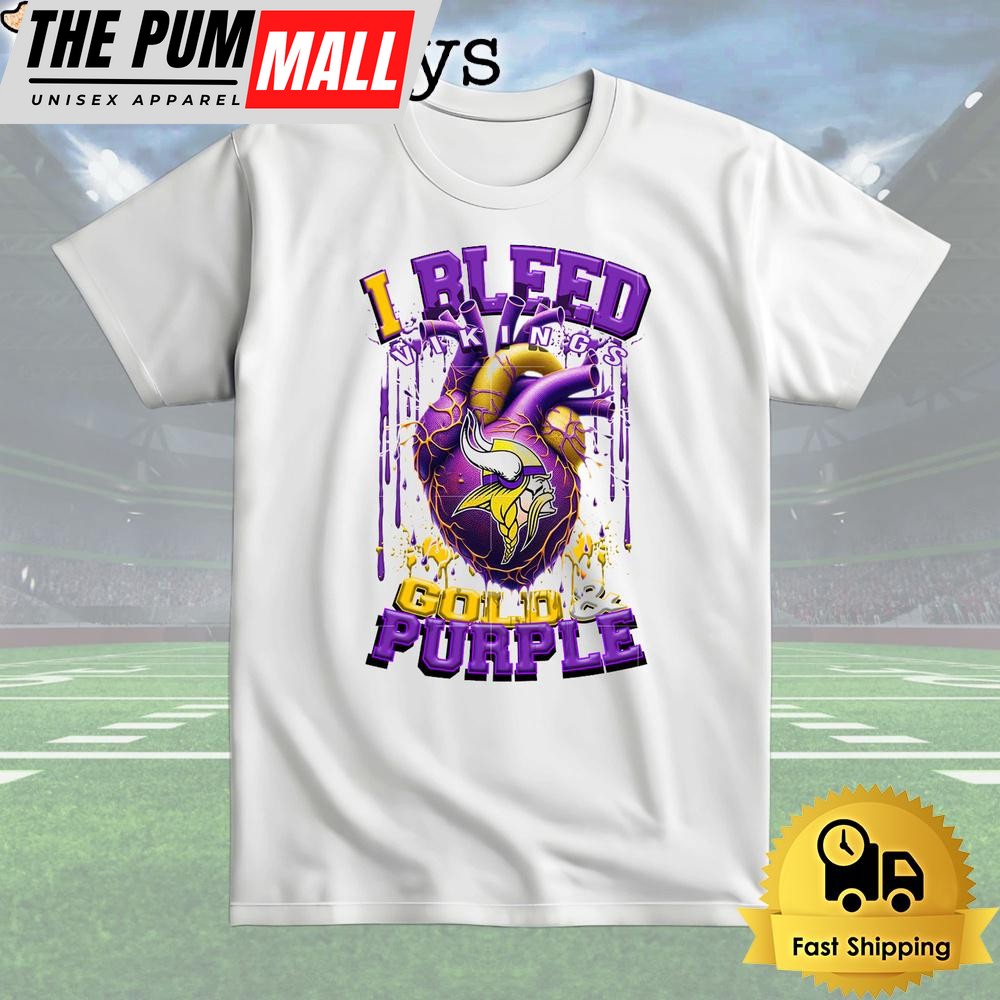 NFL Minnesota Vikings I bleed Gold Purple T Shirt