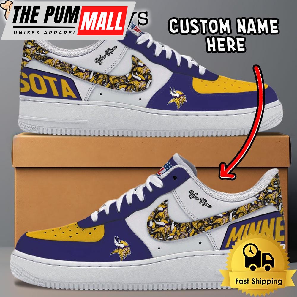 NFL Minnesota Vikings Logo Team Design Custom Air Force 1 Shoes