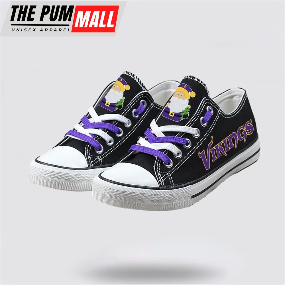 NFL Minnesota Vikings Low Top Canvas Print Chrismas Design Shoes Sport Sneakers