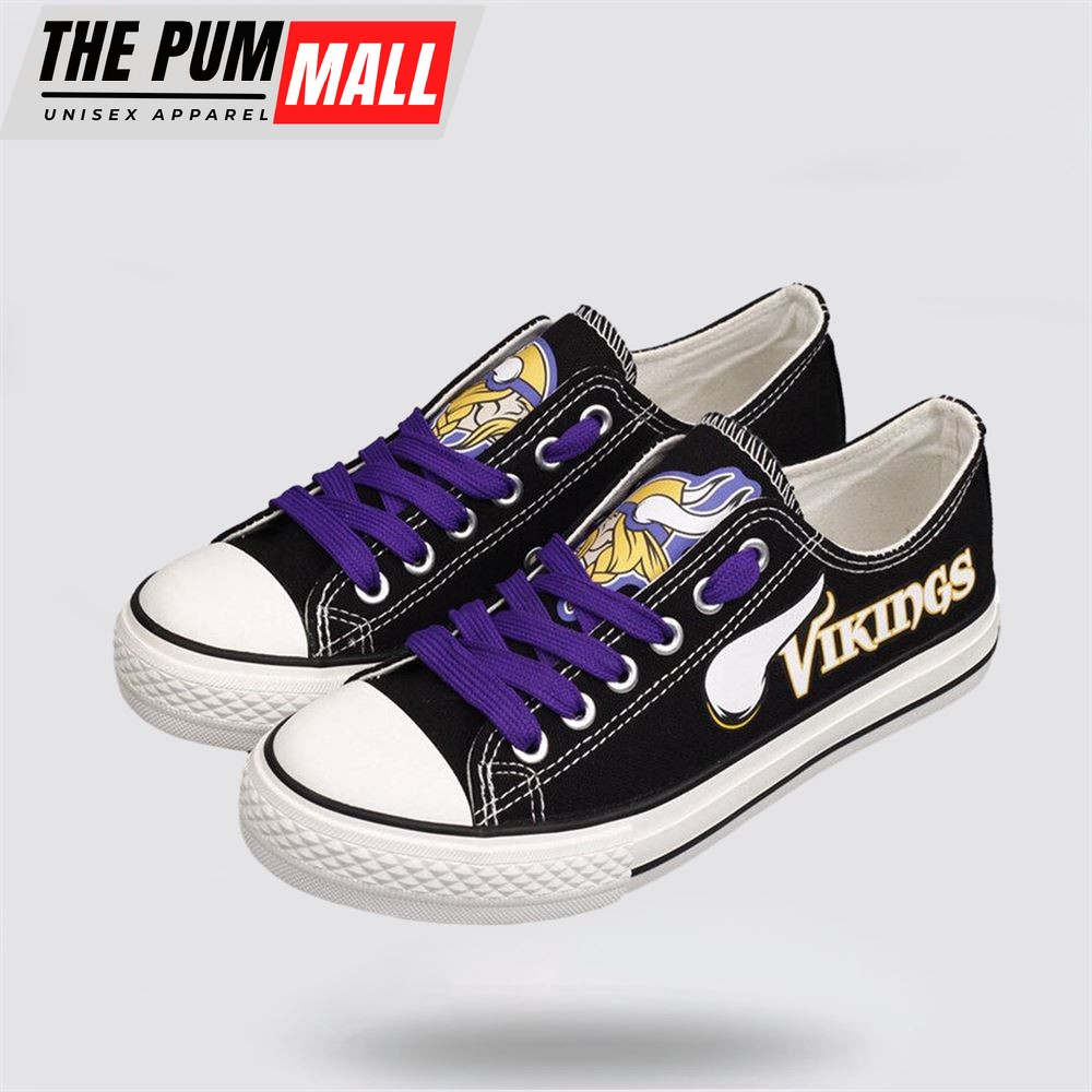 NFL Minnesota Vikings Low Top Canvas Shoes Sport Sneakers Fuel Your Passion For The Game With Every Stride