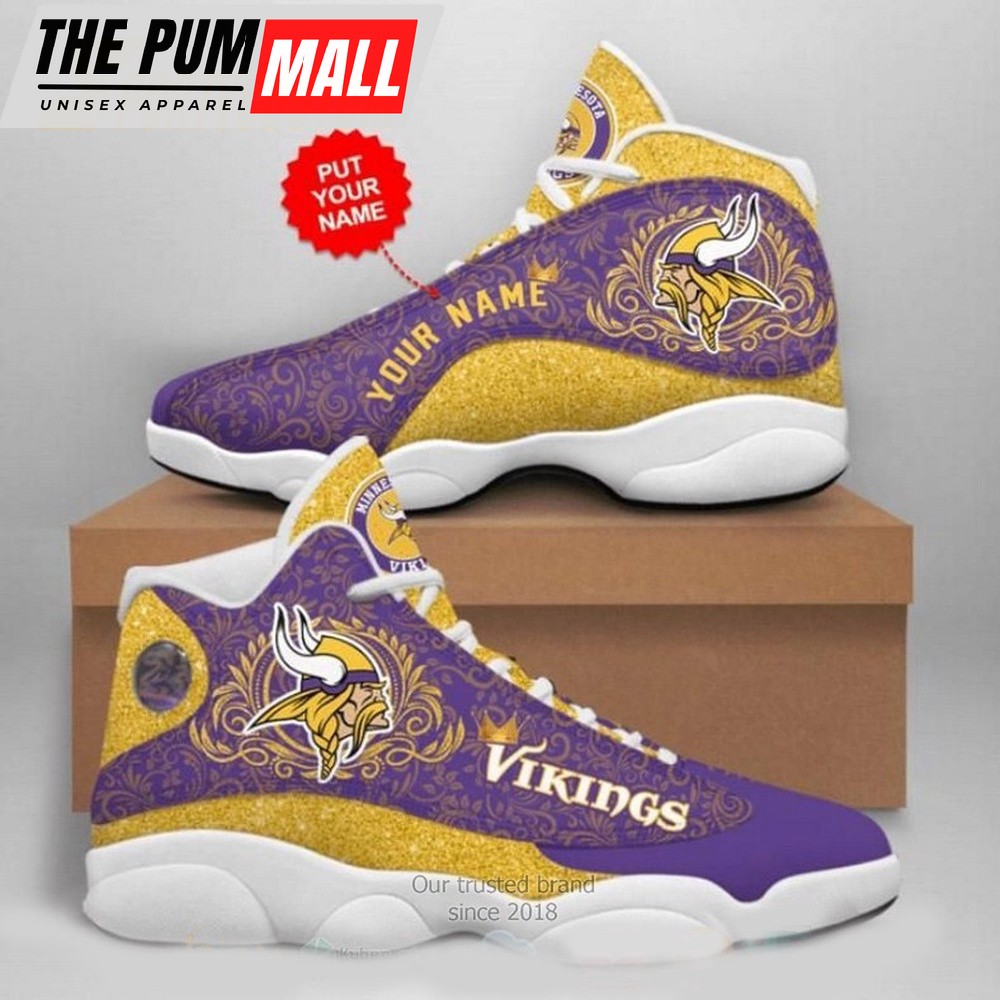 NFL Minnesota Vikings Mandala Football Team Custom Air Jd 13 Shoes