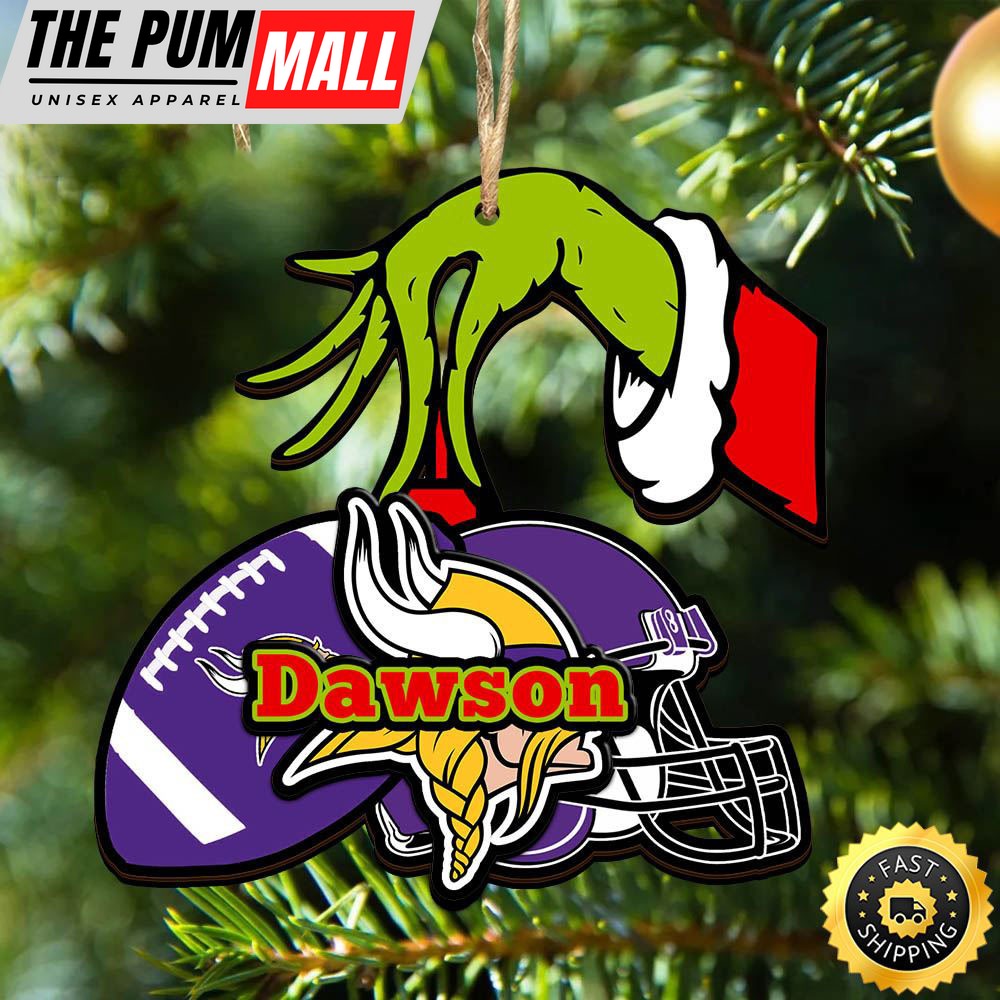 NFL Minnesota Vikings Personalized Your Name Grinch And Football Ornament Limited Edition