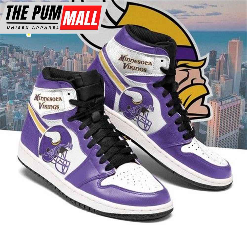 NFL Minnesota Vikings Purple Helmet White Sneaker Air Jd 1 High Sneakers