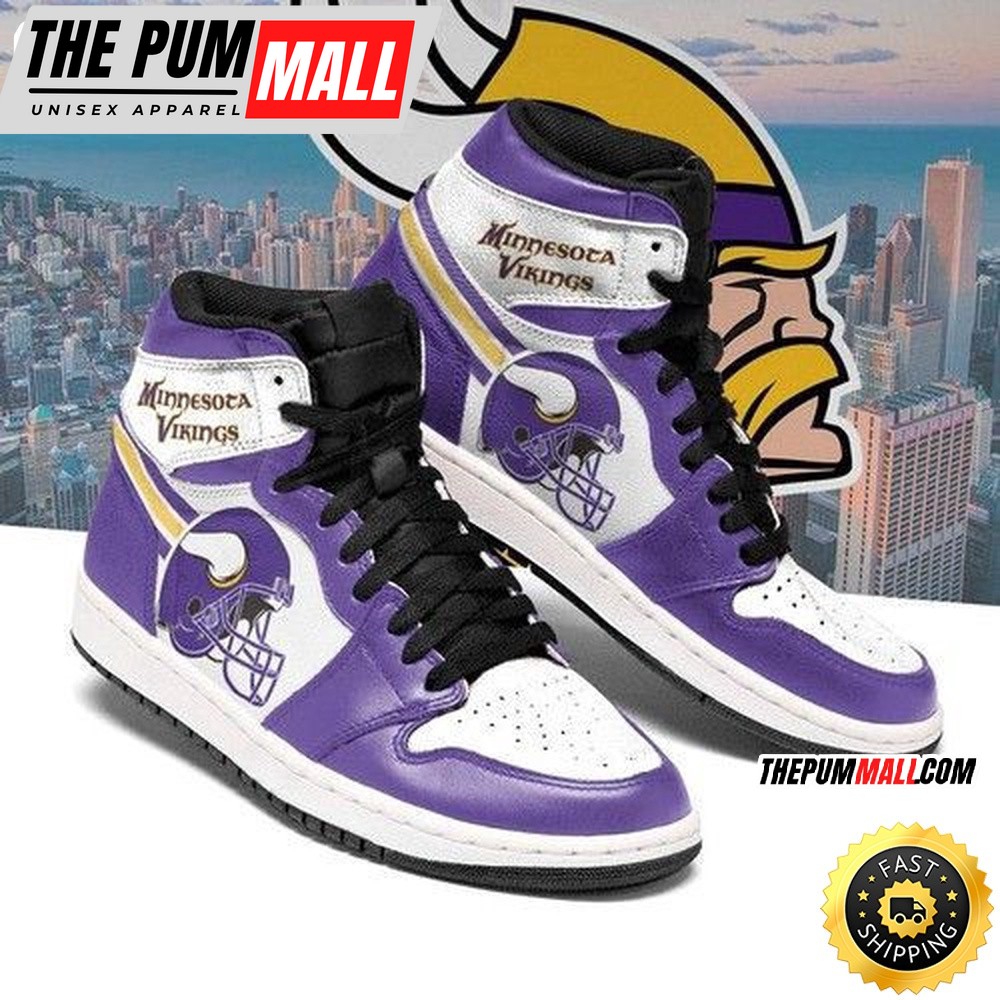 NFL Minnesota Vikings Purple Helmet White Sneaker Air Jd 1 High Sneakers