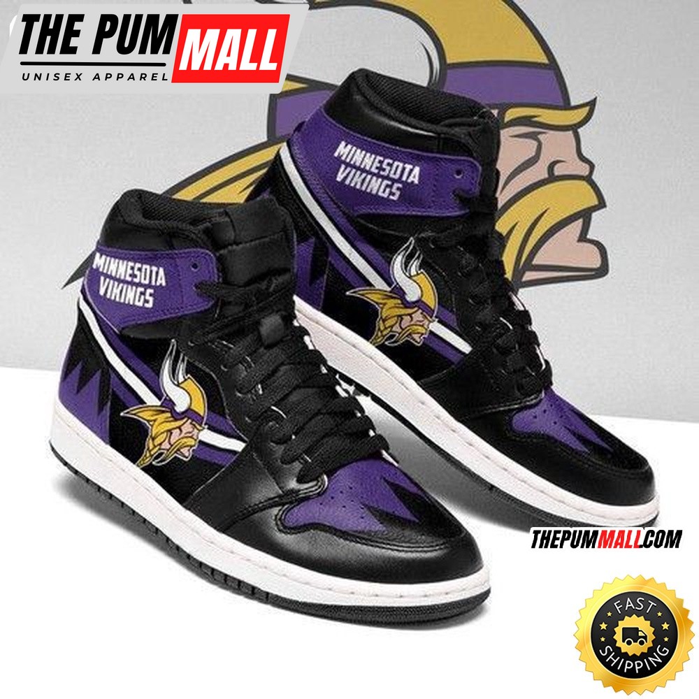 NFL Minnesota Vikings Purple Logo Black Sneaker Air Jd 1 High Sneakers