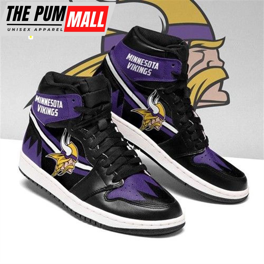 NFL Minnesota Vikings Purple Logo Black Sneaker Air Jd 1 High Sneakers