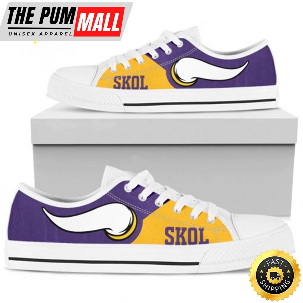 NFL Minnesota Vikings Purple Yellow Pattern Low Top Shoes
