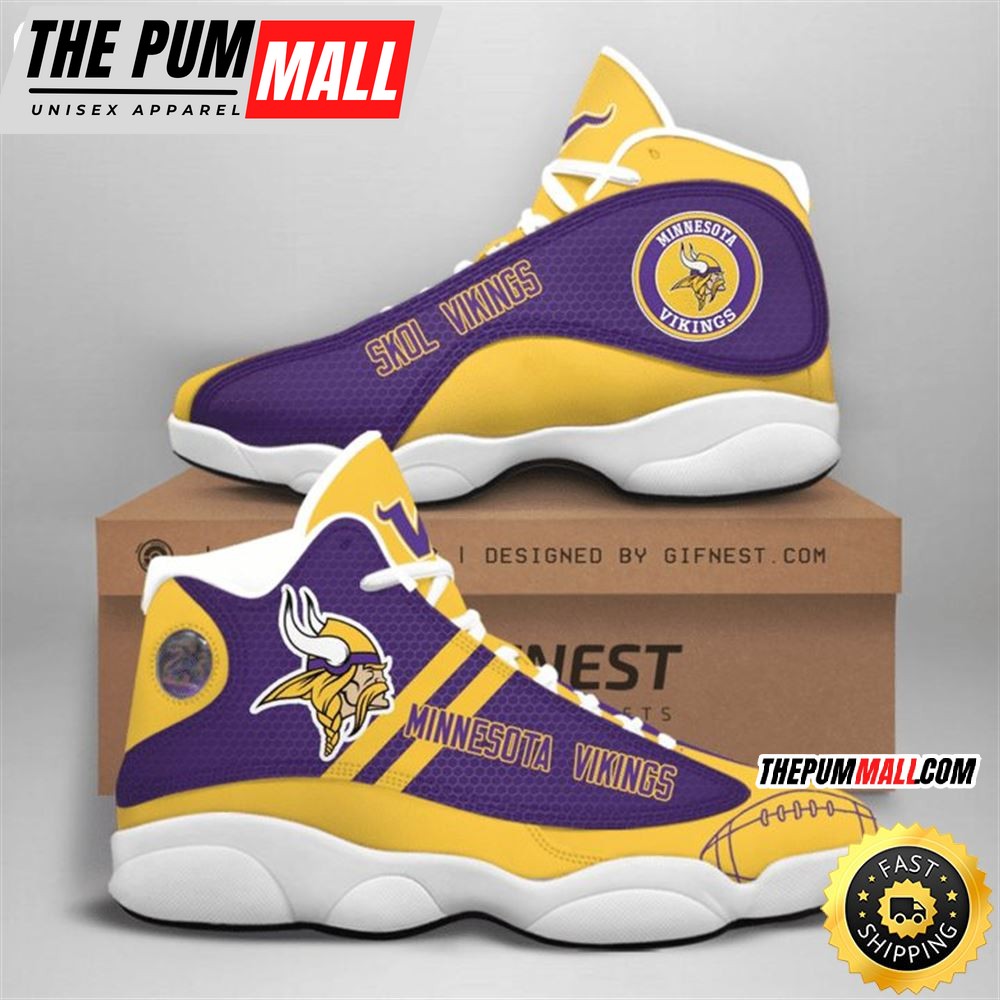 NFL Minnesota Vikings Purple Yellow Stripes Air Jd 13 Shoes