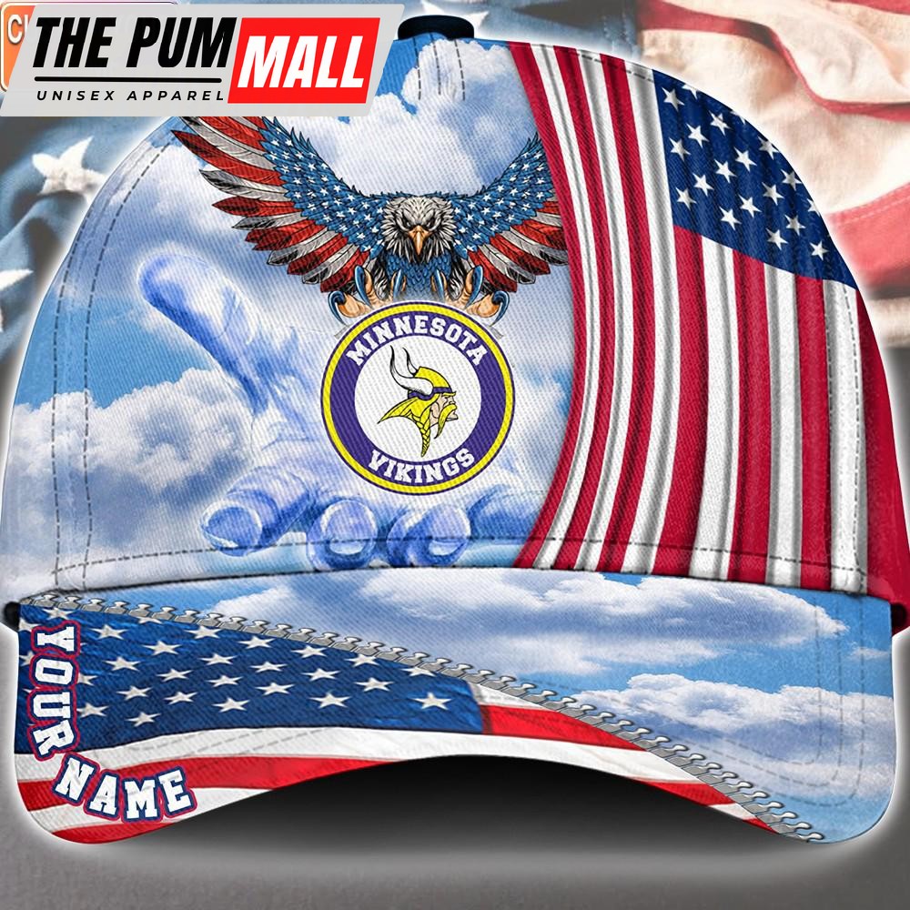NFL Minnesota Vikings Special American Flag Veterans Custom Cap