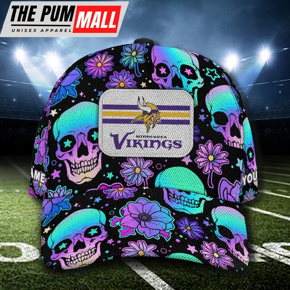 NFL Minnesota Vikings Special Football Skull Halloween Custom Baseball Cap