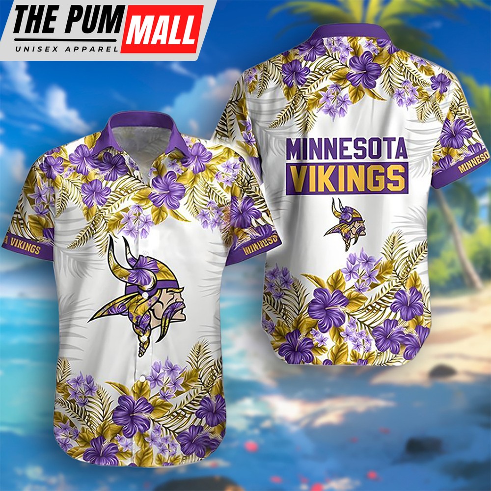 NFL Minnesota Vikings Tropical Floral Hibiscus Hawaiian Shirt