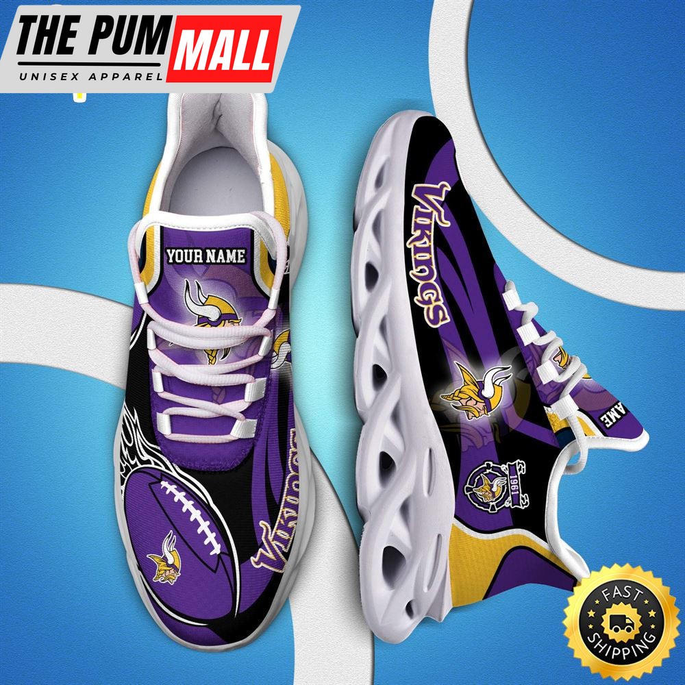 NFL Minnesota Vikings White C Sneakers Personalized Your Name
