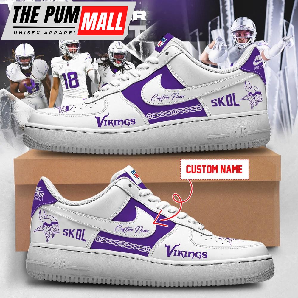 NFL Minnesota Vikings Winter White Out Custom Air Force 1 Shoes
