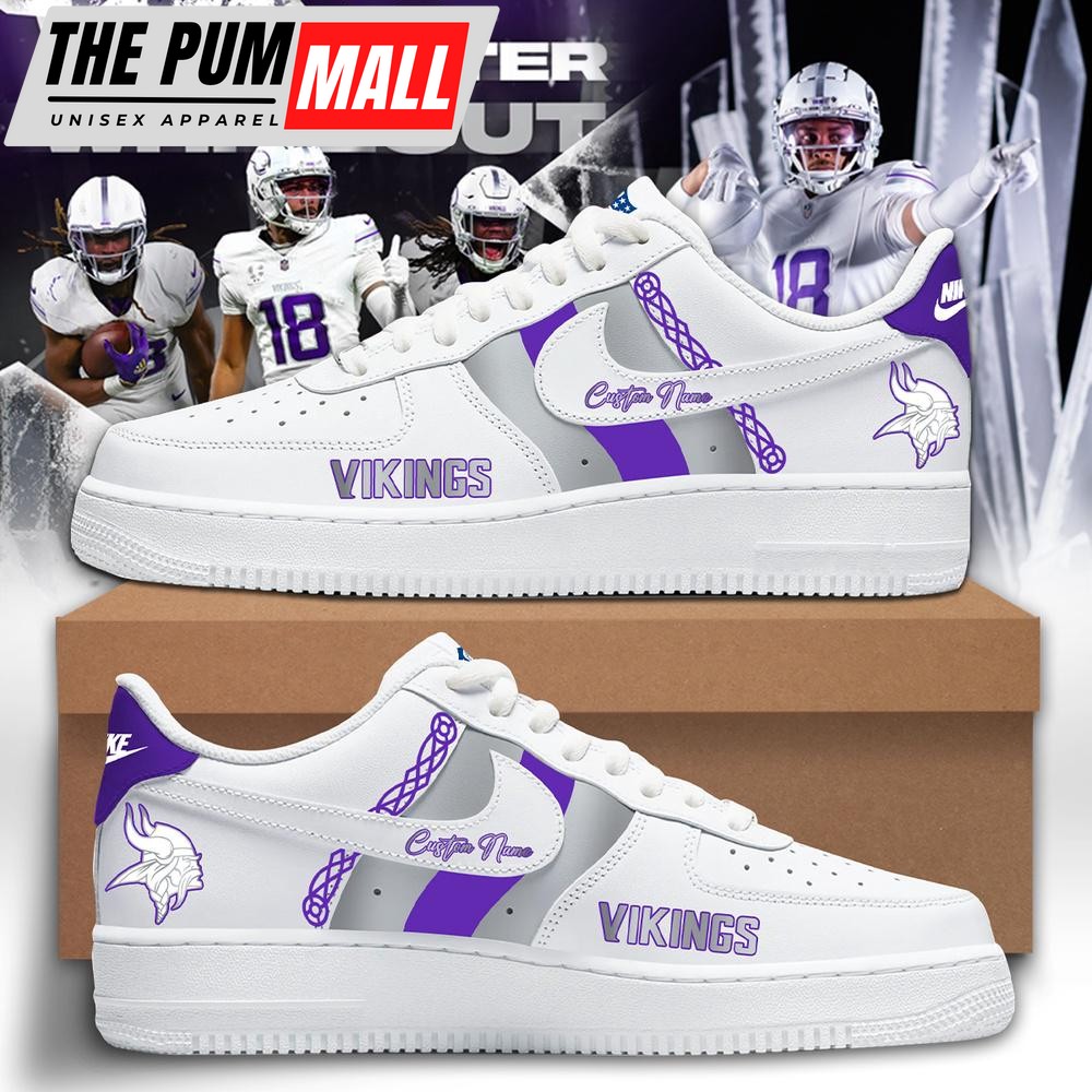 NFL Minnesota Vikings Winter White Out Limited Edition Custom Air Force 1 Shoes