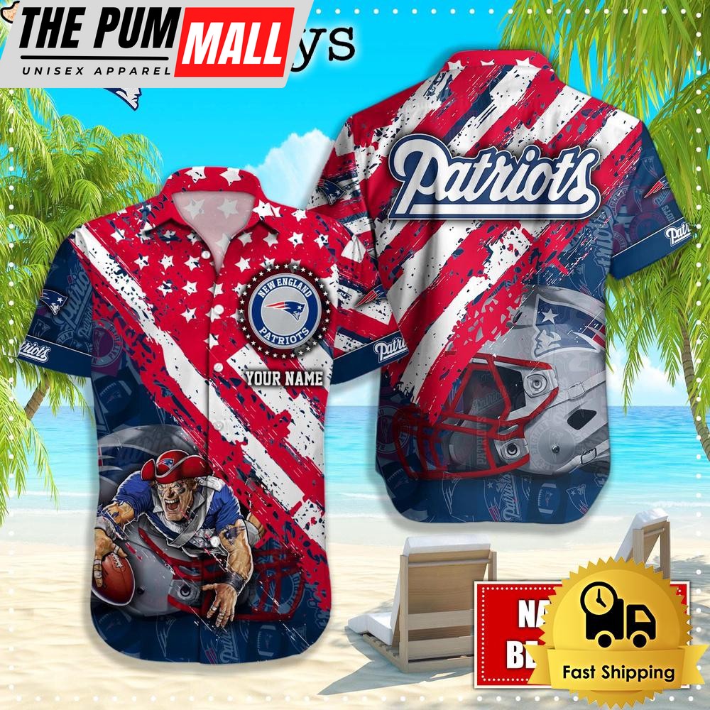 NFL New England Patriots American Flag Custom Hawaiian Shirts