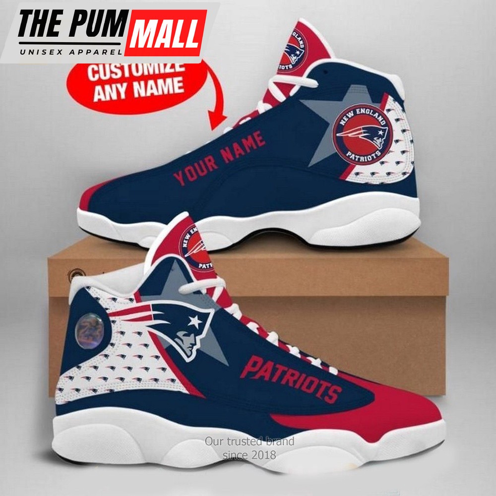 NFL New England Patriots Big Logo Football Team 2 Air Jd 13 Sneaker Shoes
