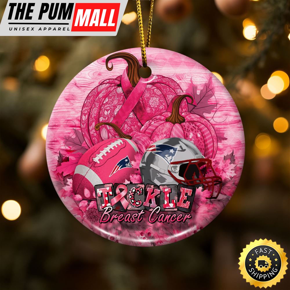 NFL New England Patriots Breast Cancer And Sport Team Ceramic Ornament Limited Edition