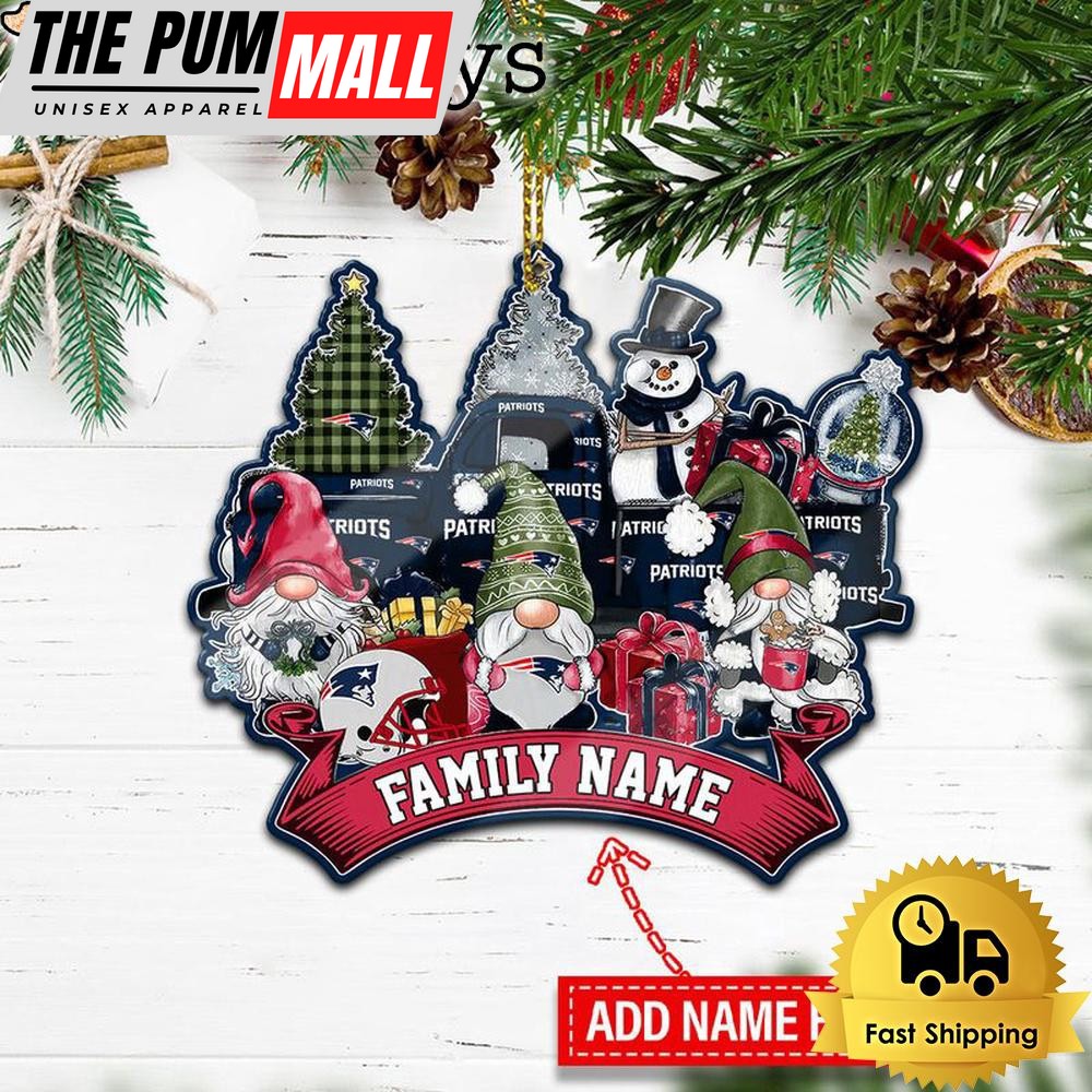 NFL New England Patriots Cowboys Personalized Name Gnome Christmas Ornament Limited Edition