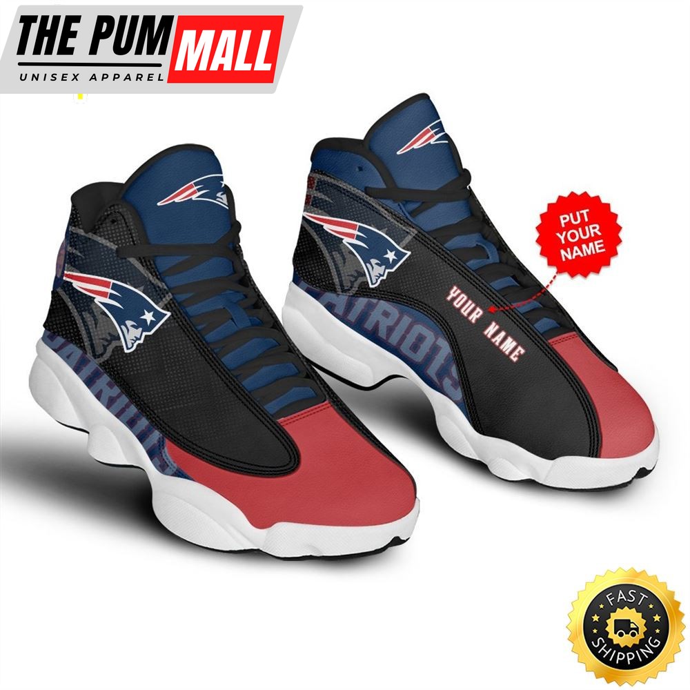 NFL New England Patriots Custom Name Air Jd 13 Shoes V1