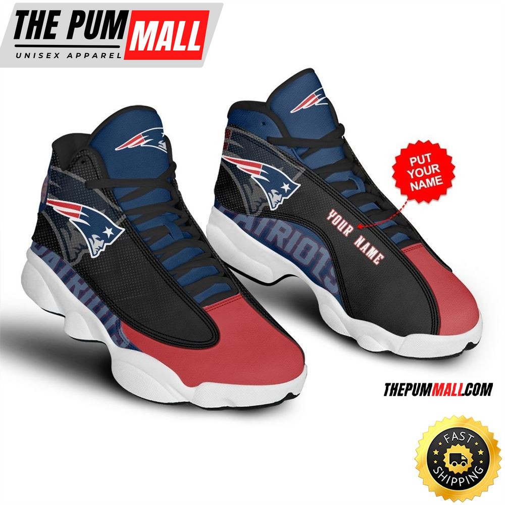 NFL New England Patriots Custom Name Air Jd 13 Shoes V1