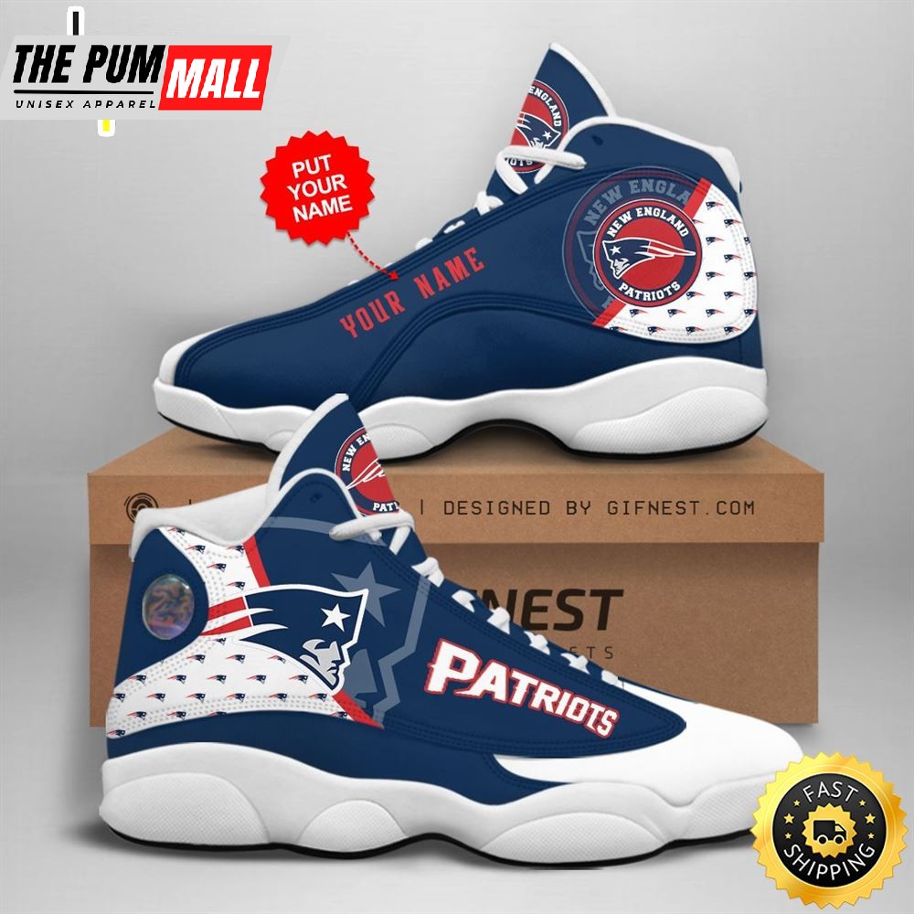 NFL New England Patriots Custom Name Air Jd 13 Shoes V4