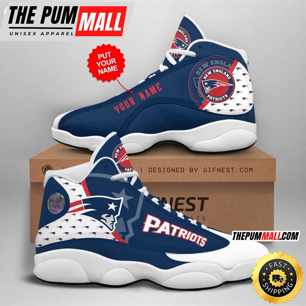 NFL New England Patriots Custom Name Air Jd 13 Shoes V4