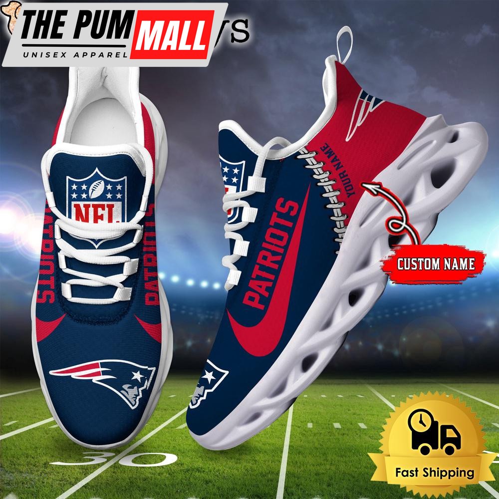 NFL New England Patriots Custom Name Max Soul Shoes Gift For Fans