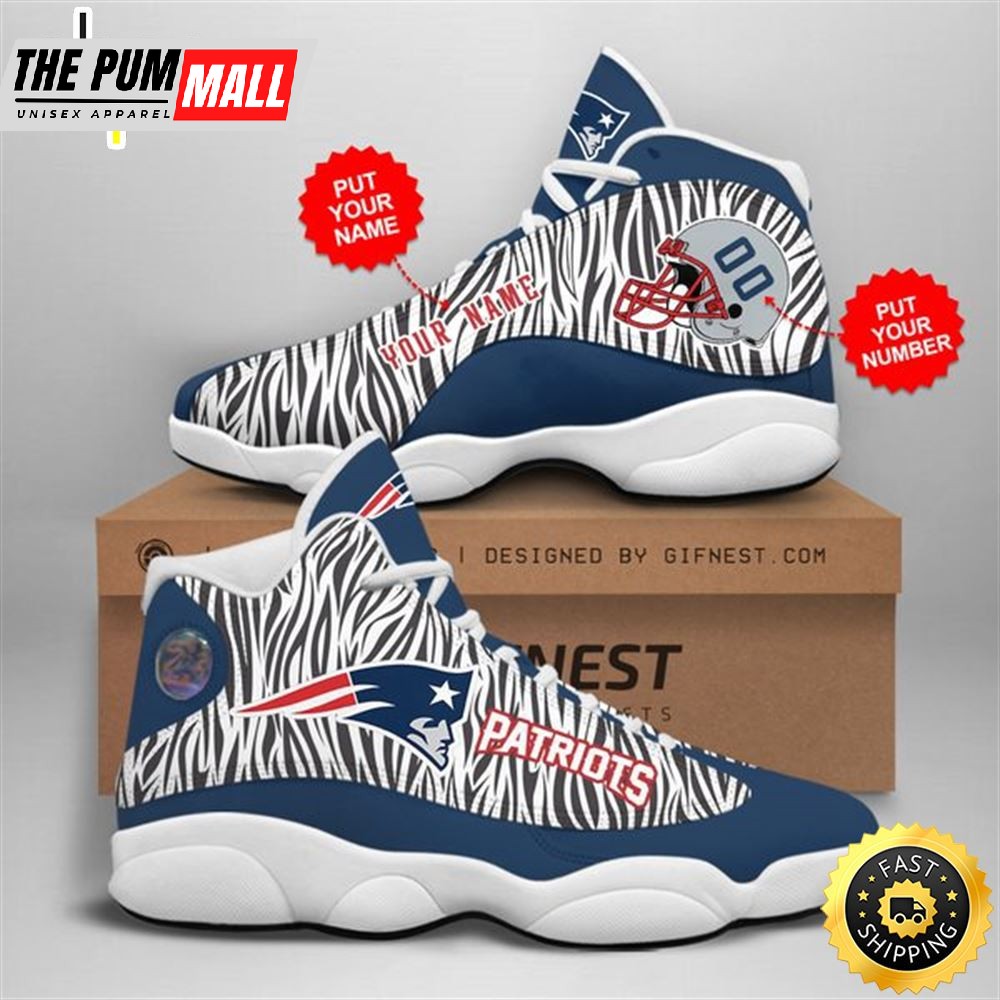 NFL New England Patriots Custom Name Number Air Jd 13 Shoes V2
