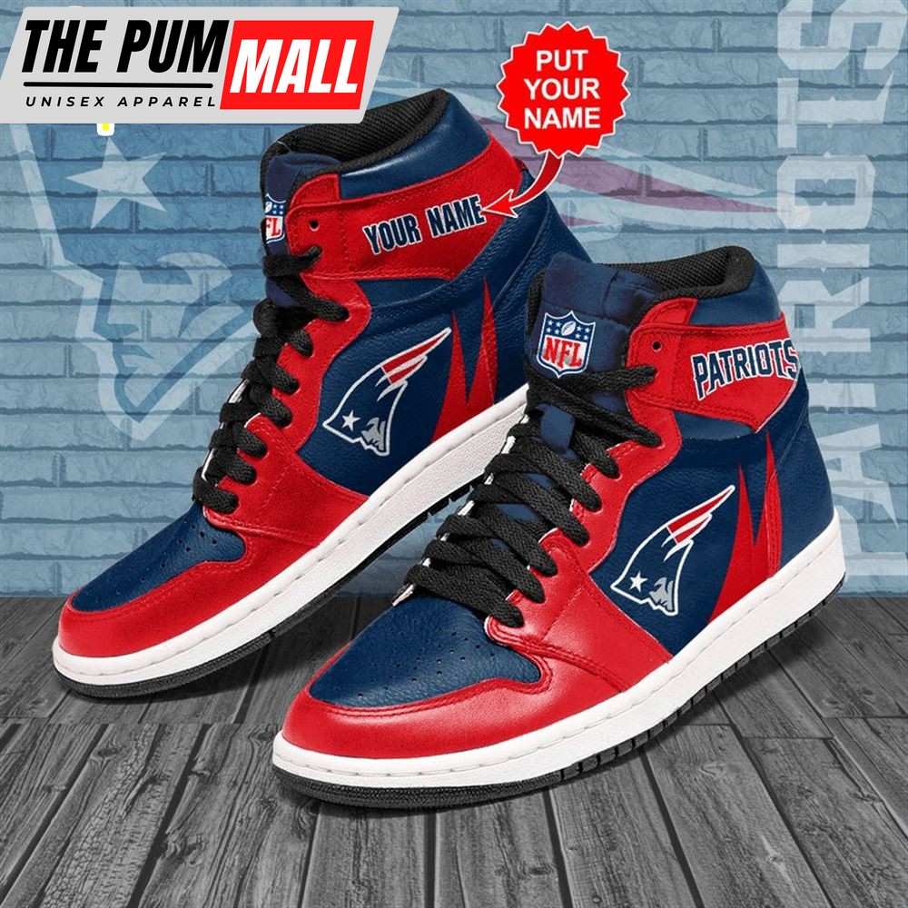 NFL New England Patriots Custom Name Red Navy Air Jd 1 High Sneakers