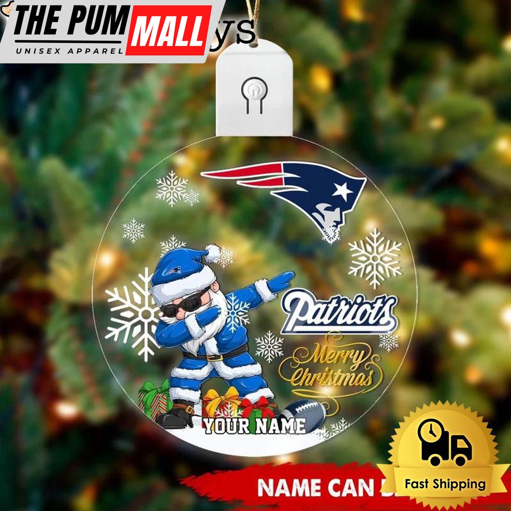 NFL New England Patriots Dabbing Santa Custom Circle Led Acrylic Ornament Limited Edition