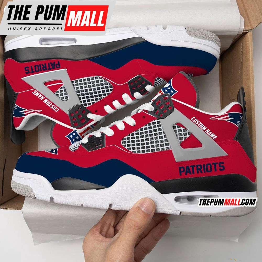 NFL New England Patriots Football Team Air Jd 4 Shoes, Personalized AJ4 Sneaker
