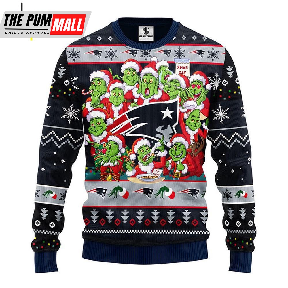 NFL New England Patriots Grinch All Over Print The Gricnh Christmas Ugly Sweater