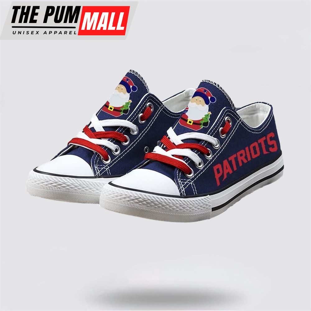 NFL New England Patriots Low Top Canvas Print Chrismas Design Shoes Sport Sneakers