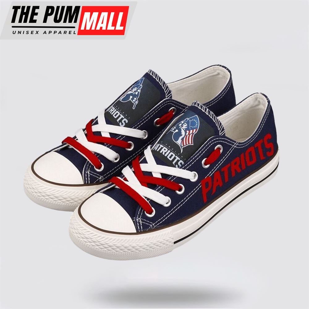 NFL New England Patriots Low Top Canvas Shoes Sport Sneakers Dominate The Streets With Authentic Nfl Style