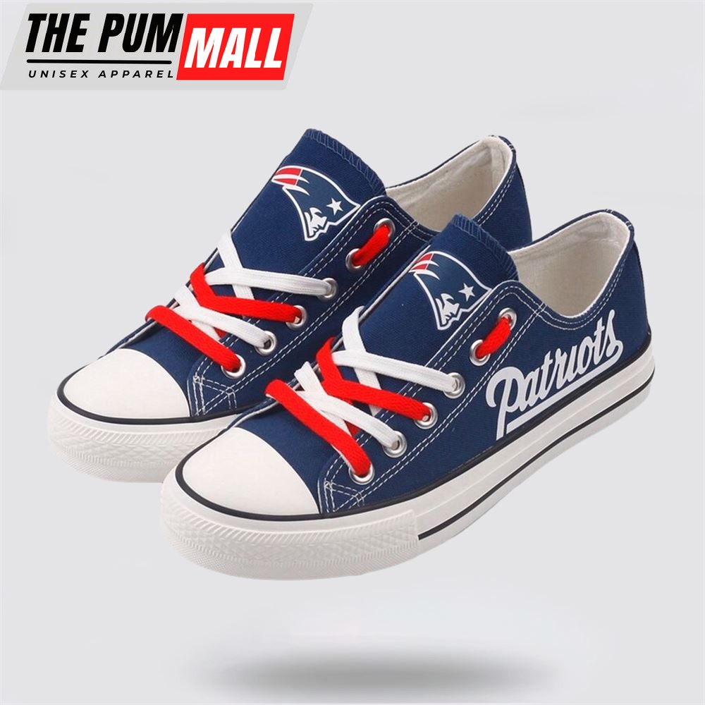 NFL New England Patriots Low Top Canvas Shoes Sport Sneakers Elevate Your Footwear Collection With Team Spirit