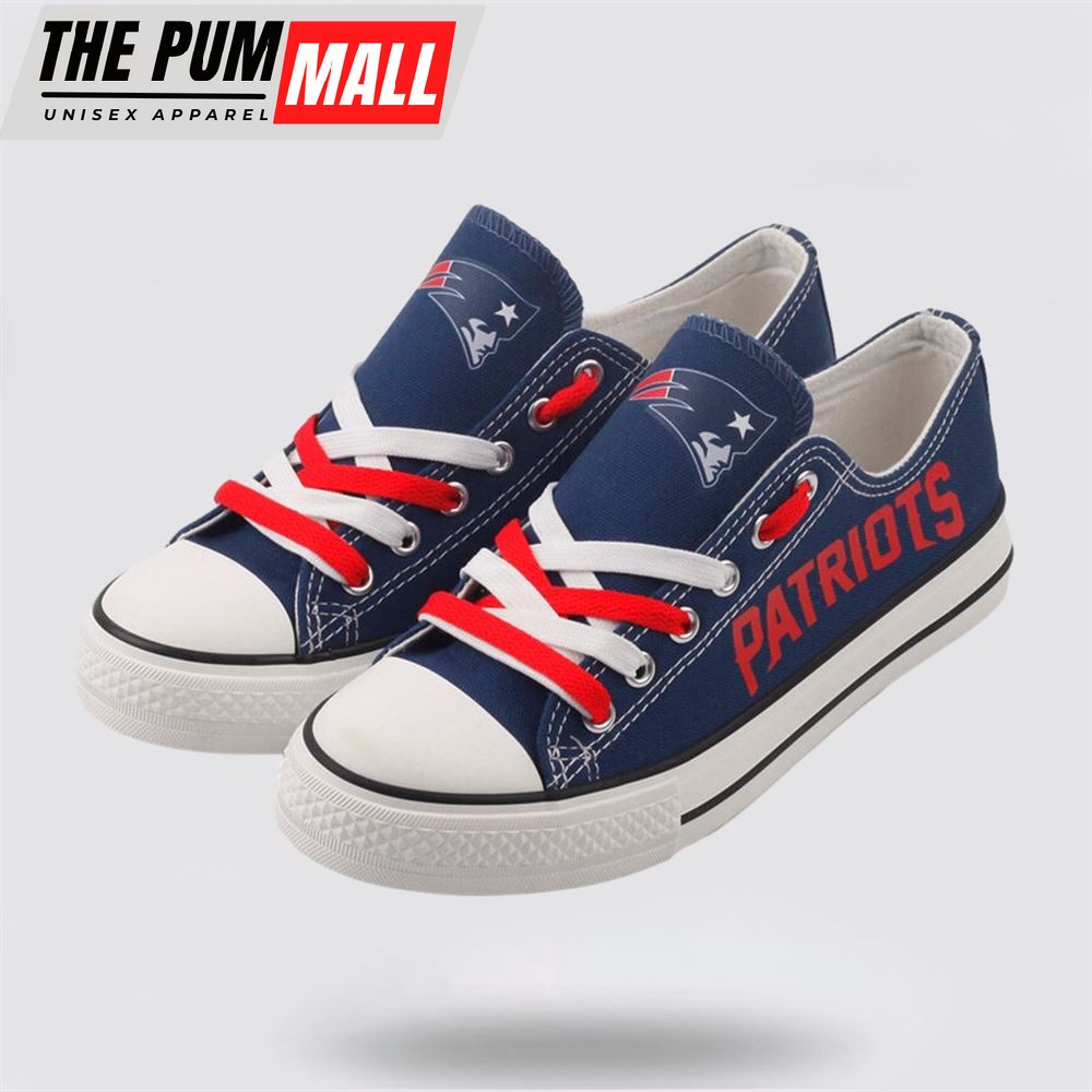 NFL New England Patriots Low Top Canvas Shoes Sport Sneakers Unleash Your Passion With Every Step